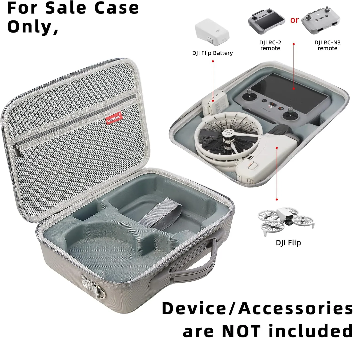 Father&I Drone Flip RC2 RCN3 Combo Accessories Only (Carry-ing) Protective Protector Carrier Case Hard Storage Bag Holder for DJI Flip Crossbody & Two Way Zipper, Grey Morandi (NOT Silicone