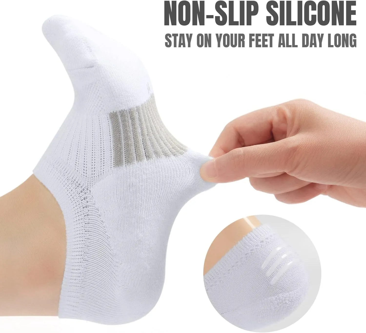 FAYBOX No Show Socks Womens Cushioned Low Cut Invisible Footies for Running Athletic Gym Ankle Socks 6 Pairs