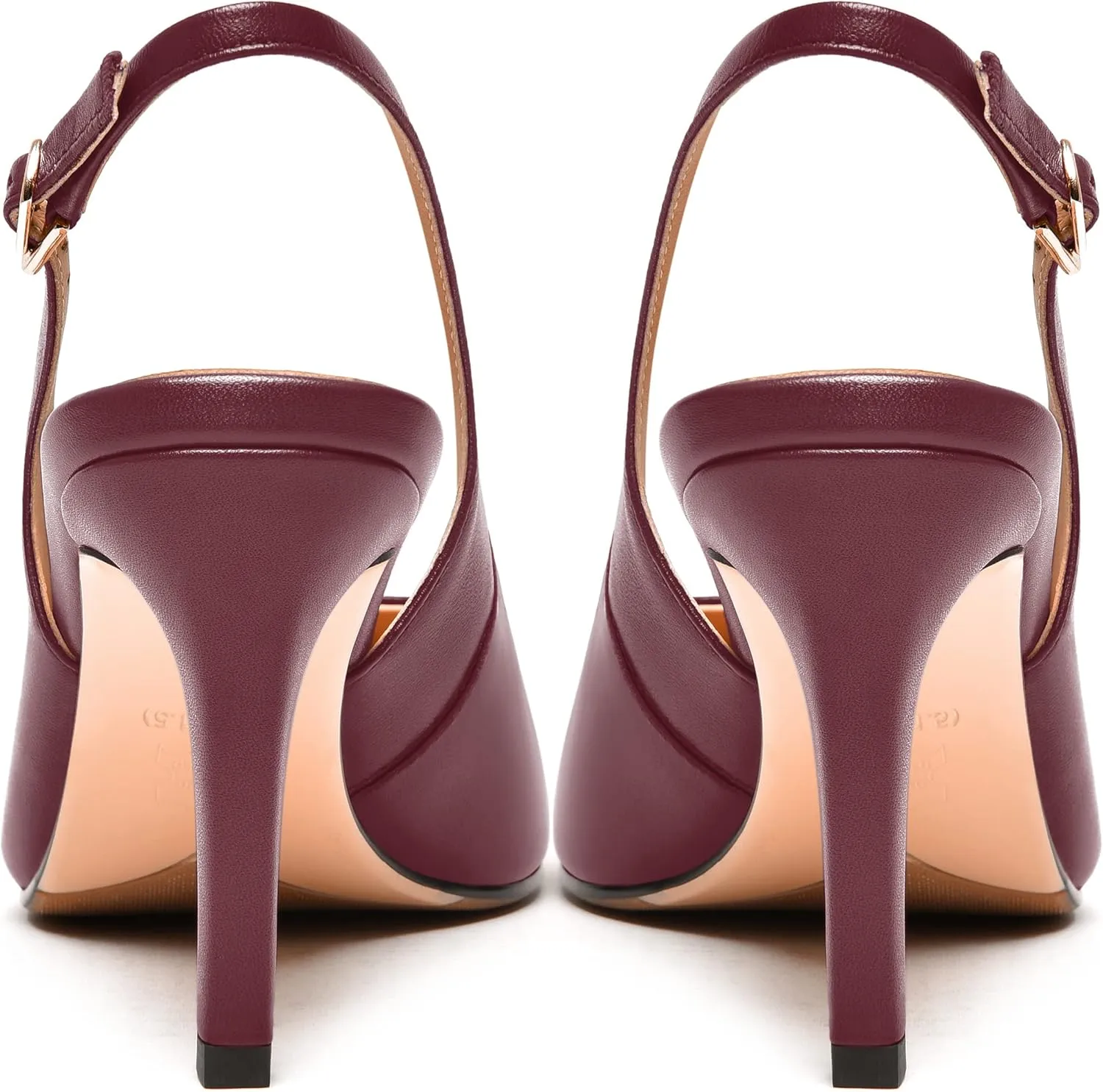 FEMSTEP Womens Sexy Slingback Buckle Dating Matte Leather Pointed Toe Stiletto High Heel Pumps Shoes 3.3 Inch