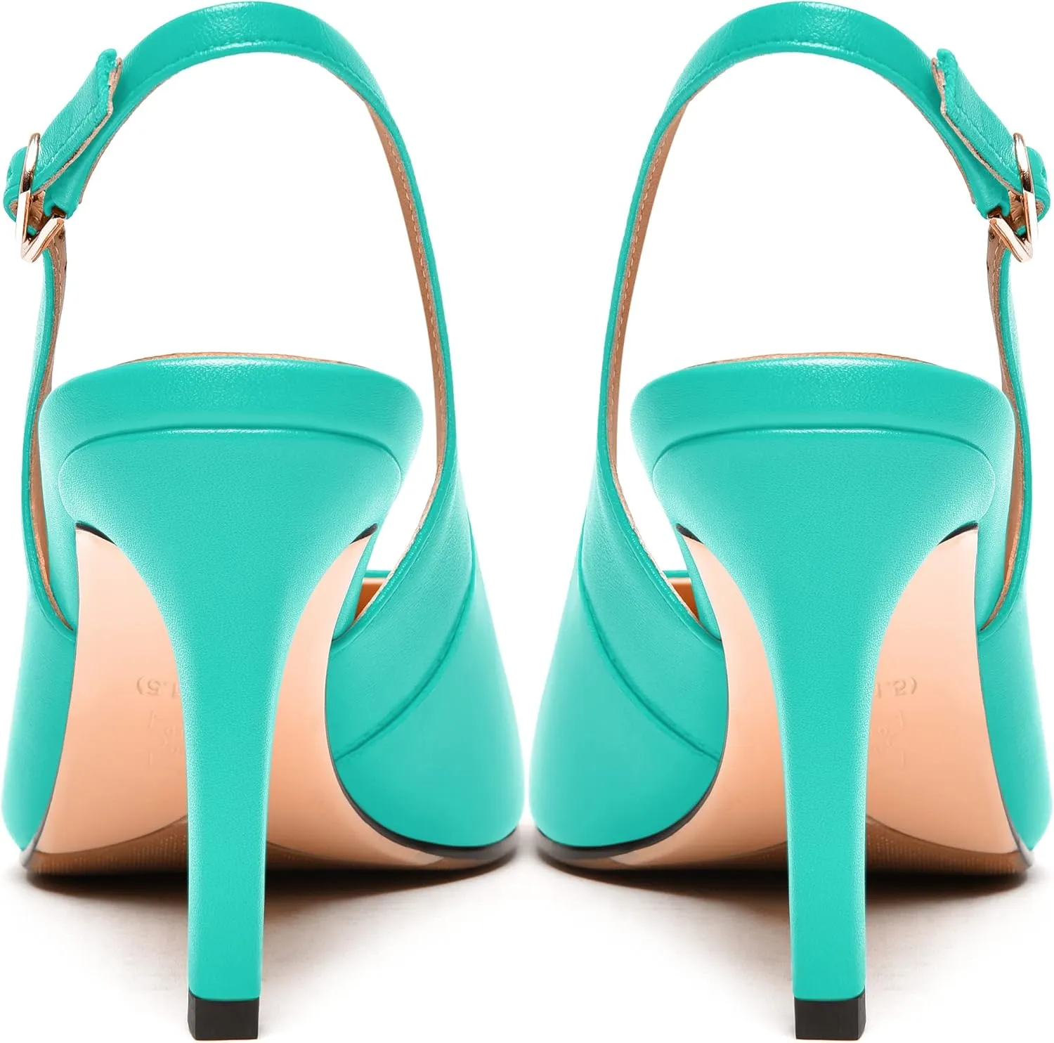 FEMSTEP Womens Sexy Slingback Buckle Dating Matte Leather Pointed Toe Stiletto High Heel Pumps Shoes 3.3 Inch