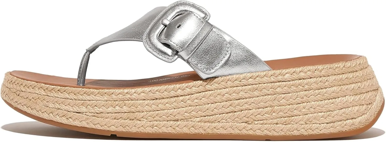 FitFlop Women's F-Mode Espadrille Adj. Leather Flatform Toe-Thongs Wedge Sandal