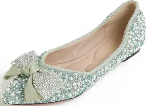 Flats Shoes Women Rhinestone Wedding Flats Pointed Toe Ballet Flat Shoe Low Heel Dress Shoes Sparkly Flats for Women