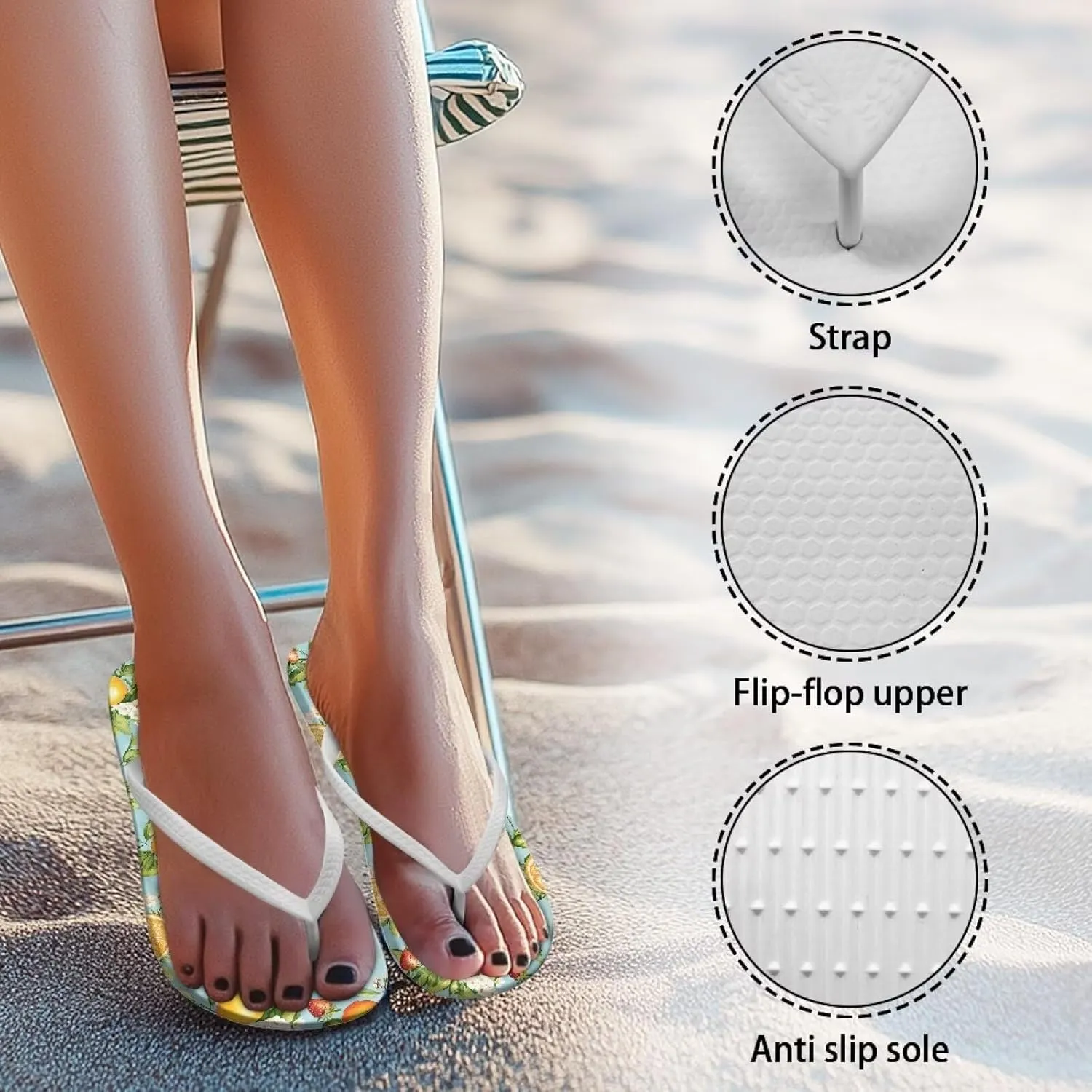 Flip Flops for Women, Comfortable Beach Sandals Open Toe Shower Slipper Non-Slip Slide Slippers Sandals Bath Shoes