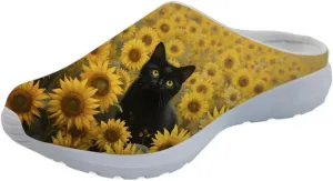 Forchrinse Blue Palm Tree Womens Slip on Clog Mule Walking Sneaker Mesh Soft Arch Support Slipper Work Nursing Shoes Lightweight