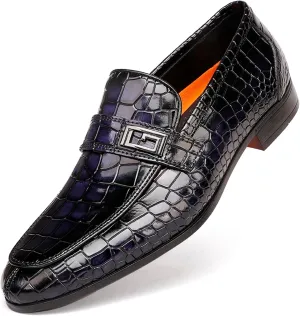 Formal Leather Men's Dress Loafer Classic Crocodile Printed Slip-on Penny Loafers Business Premium Shoes for Men