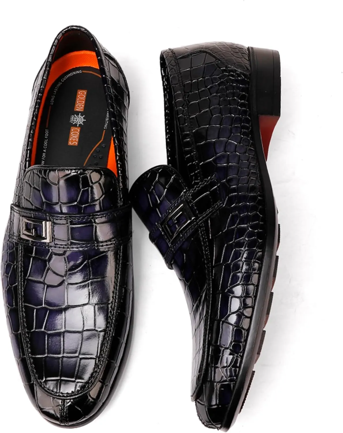 Formal Leather Men's Dress Loafer Classic Crocodile Printed Slip-on Penny Loafers Business Premium Shoes for Men