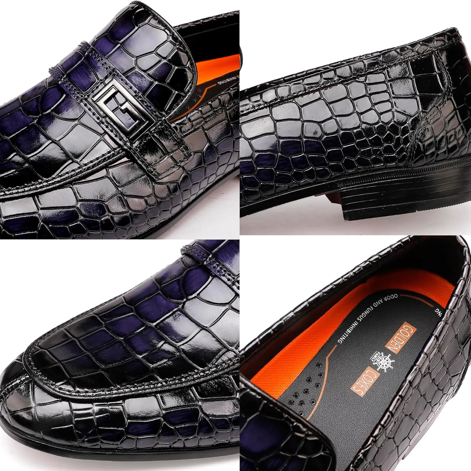 Formal Leather Men's Dress Loafer Classic Crocodile Printed Slip-on Penny Loafers Business Premium Shoes for Men