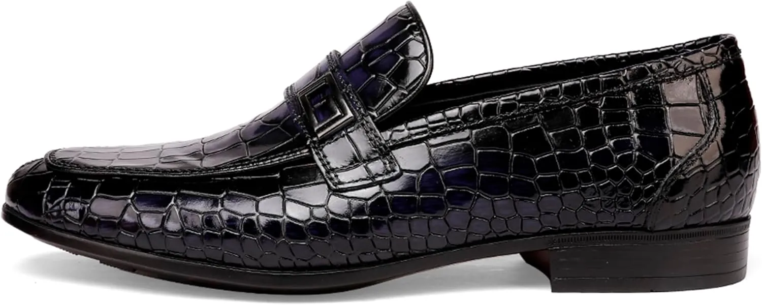 Formal Leather Men's Dress Loafer Classic Crocodile Printed Slip-on Penny Loafers Business Premium Shoes for Men