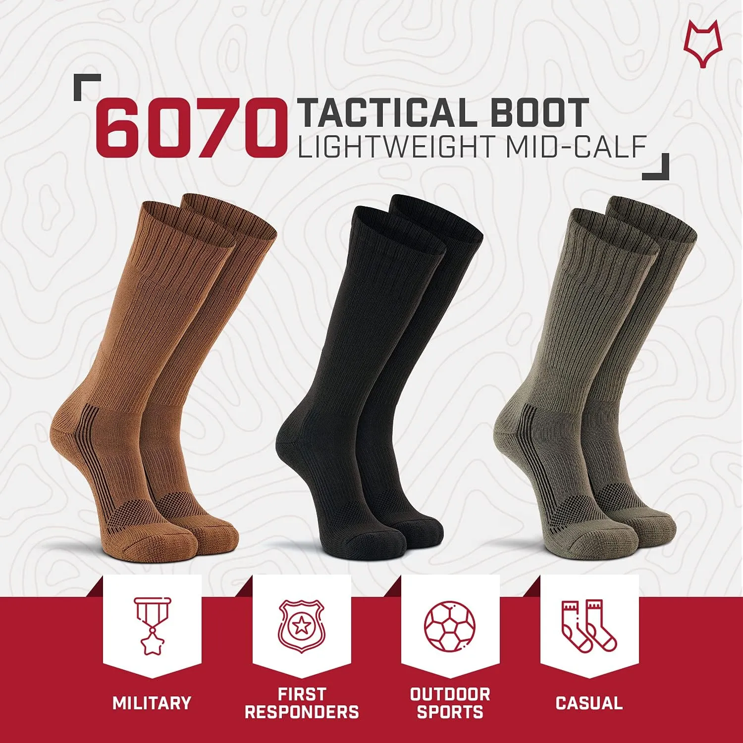 FOX RIVER Men's Tactical Boot Lightweight Military Mid-Calf Socks