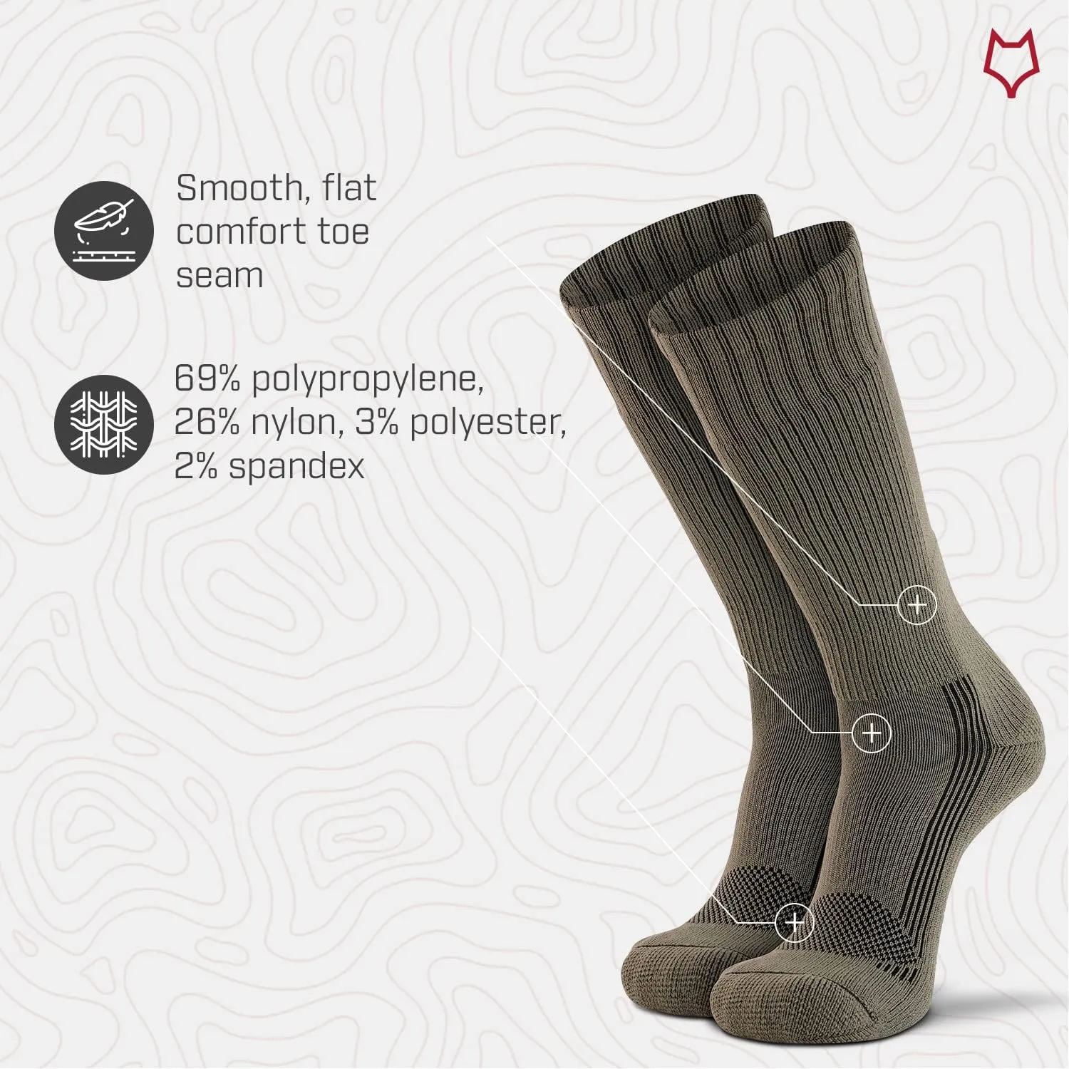 FOX RIVER Men's Tactical Boot Lightweight Military Mid-Calf Socks