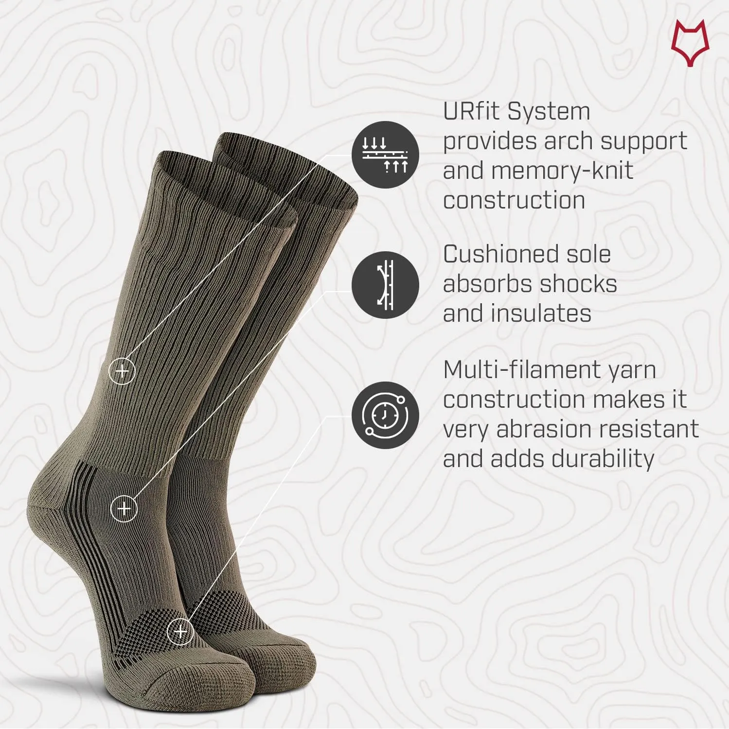 FOX RIVER Men's Tactical Boot Lightweight Military Mid-Calf Socks