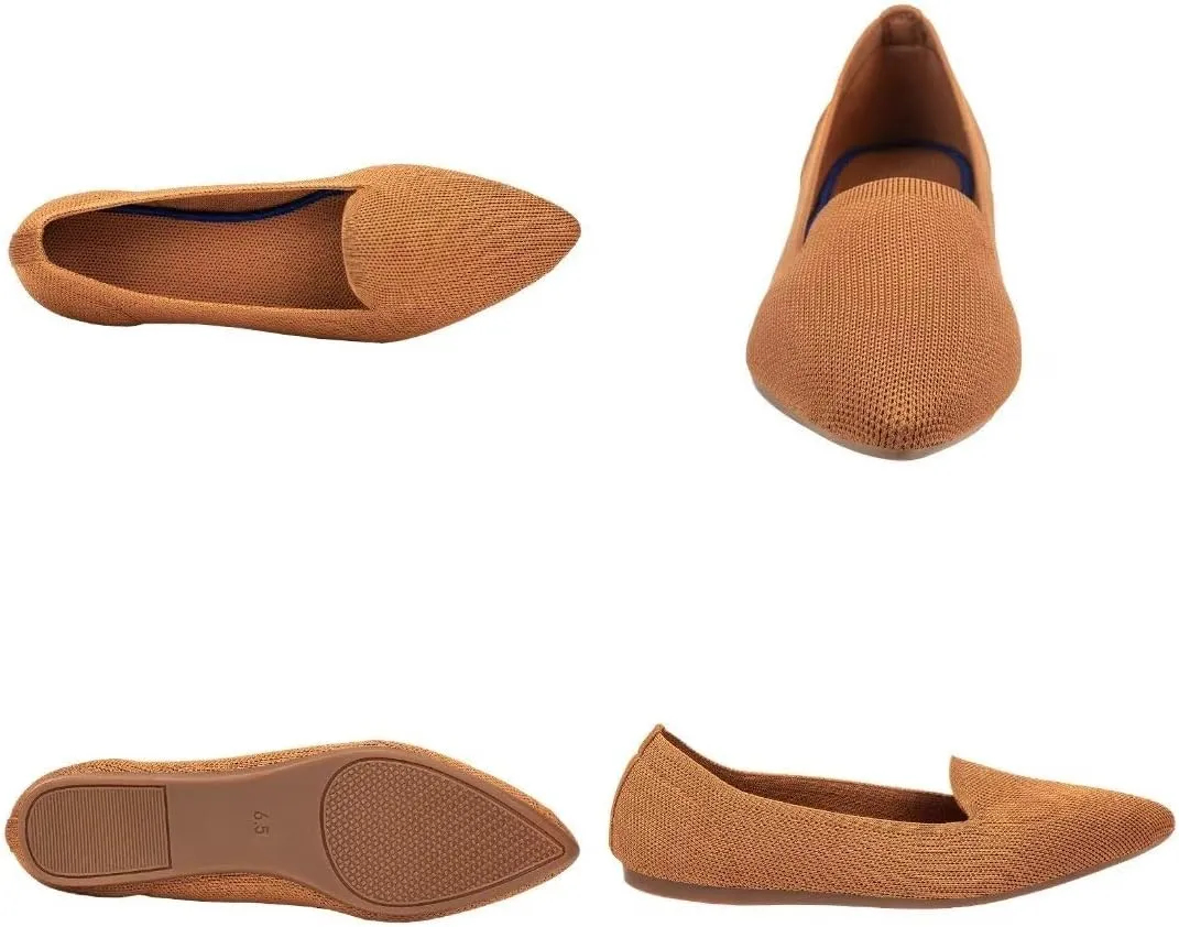 Frank Mully Women's Casual Loafer Flats Slip On Loafer Shoes Comfortable Knit Flat Shoes Classics Pointy Toe Loafer Flats,for Work,Travel