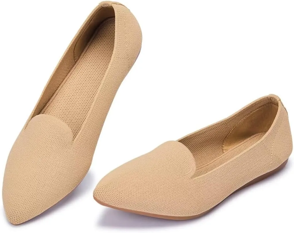 Frank Mully Women's Casual Loafer Flats Slip On Loafer Shoes Comfortable Knit Flat Shoes Classics Pointy Toe Loafer Flats,for Work,Travel