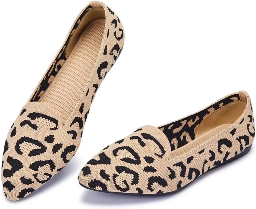Frank Mully Women's Casual Loafer Flats Slip On Loafer Shoes Comfortable Knit Flat Shoes Classics Pointy Toe Loafer Flats,for Work,Travel