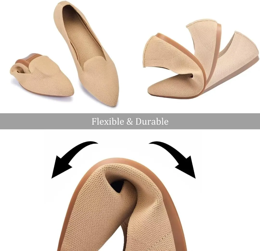 Frank Mully Women's Casual Loafer Flats Slip On Loafer Shoes Comfortable Knit Flat Shoes Classics Pointy Toe Loafer Flats,for Work,Travel