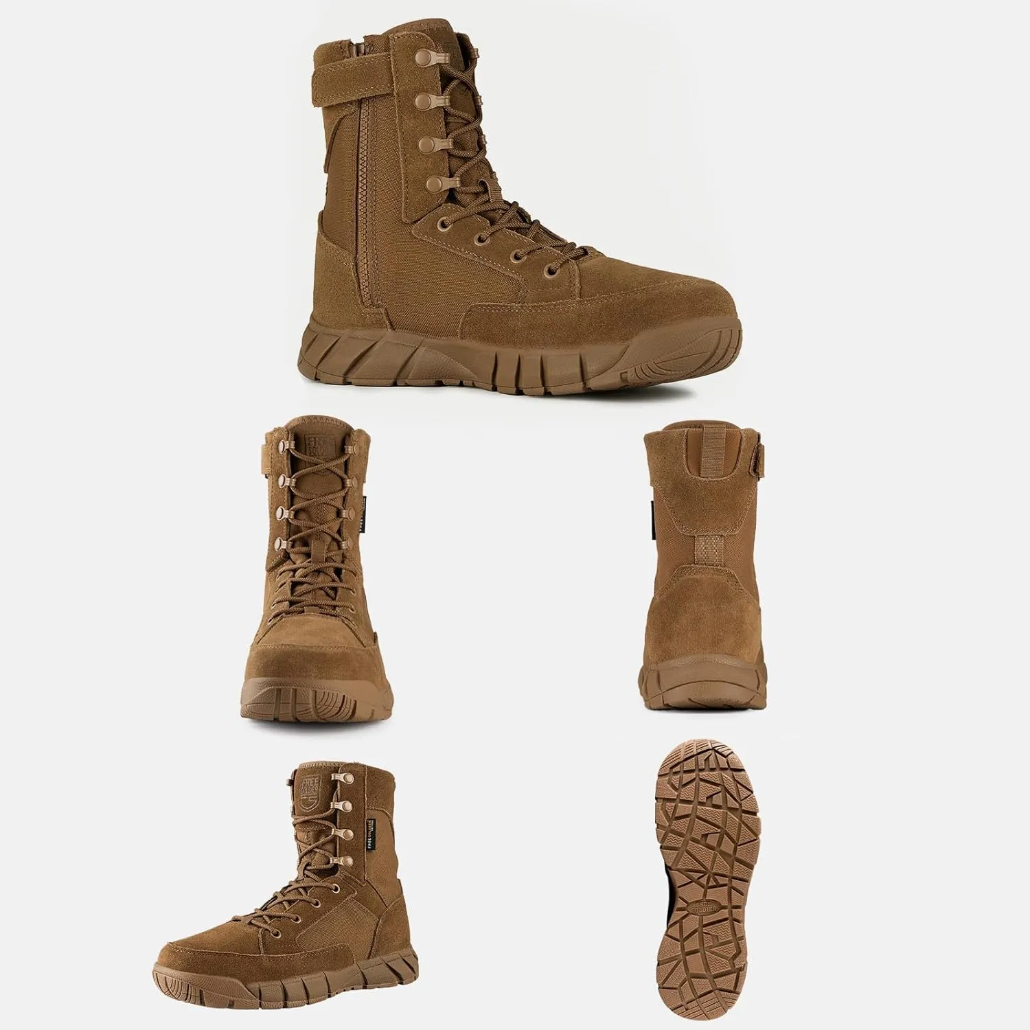 FREE SOLDIER Men's Tactical Boots 8 Inches Lightweight Combat Boots Durable Suede Leather Military Work Boot Desert Boot