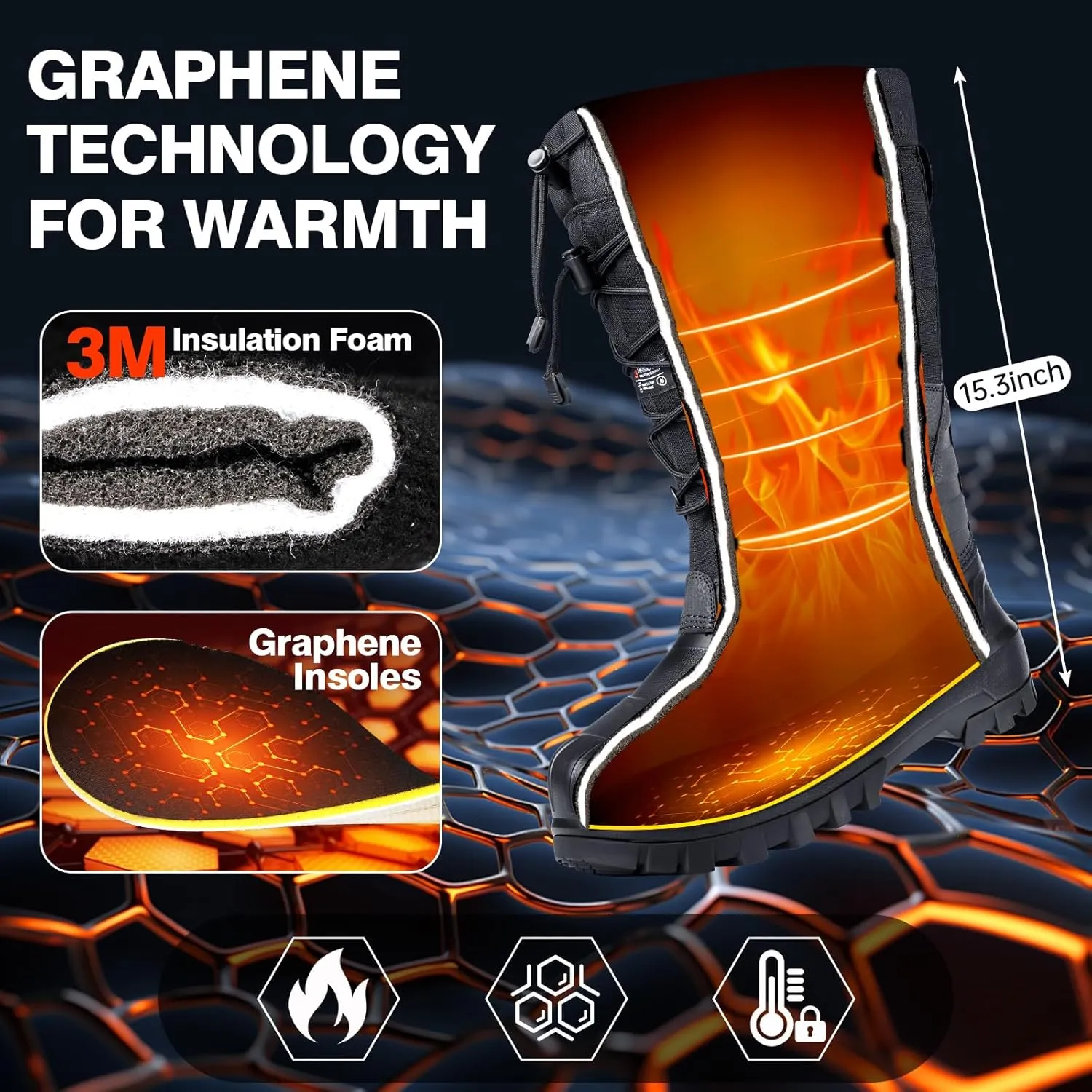 FREE SOLDIER Snow Boots for Men Waterproof Anti-slip 3M Lining Lightweight Tall Outdoor Warm Winter Work Boots
