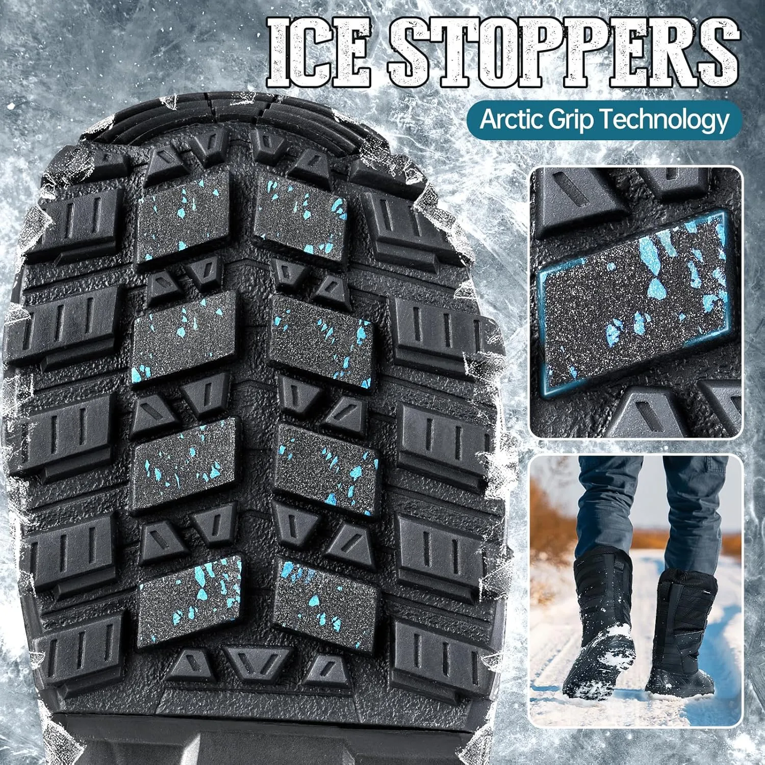 FREE SOLDIER Snow Boots for Men Waterproof Anti-slip 3M Lining Lightweight Tall Outdoor Warm Winter Work Boots