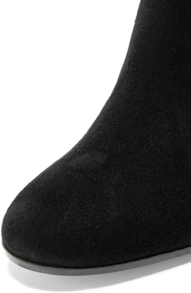 FSJ Women Almond Toe Chunky Block High Heel Handmade Ankle Booties Elegant Ladies Casual Dress Daily Boots Size 4-15 US