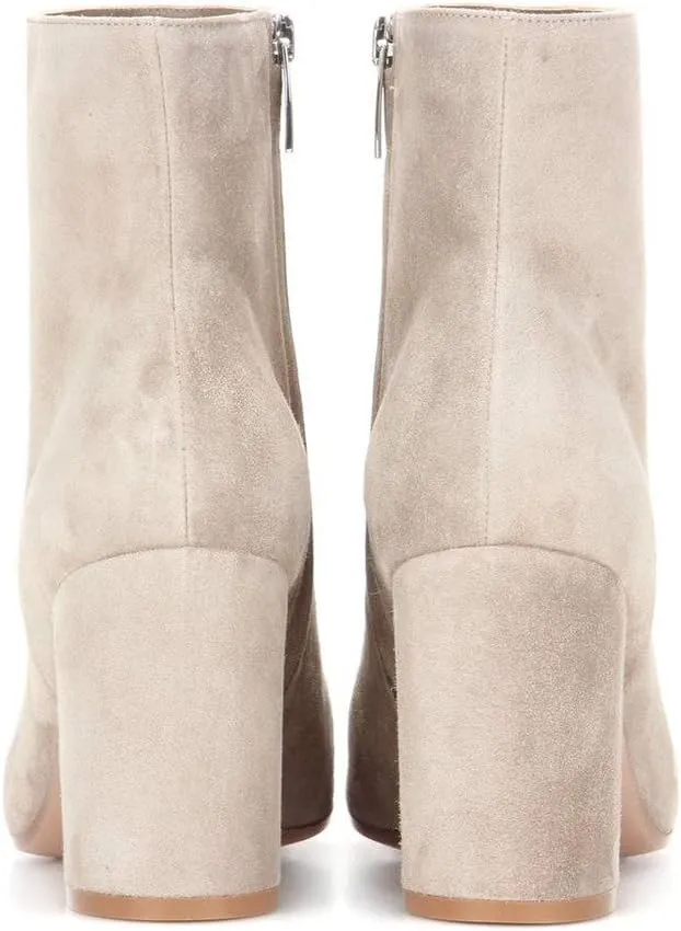 FSJ Women Almond Toe Chunky Block High Heel Handmade Ankle Booties Elegant Ladies Casual Dress Daily Boots Size 4-15 US
