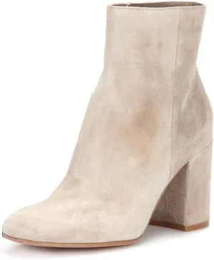FSJ Women Almond Toe Chunky Block High Heel Handmade Ankle Booties Elegant Ladies Casual Dress Daily Boots Size 4-15 US
