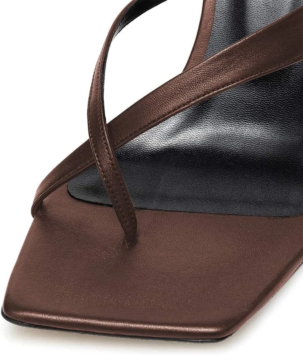 FSJ Women Casual Flip Flop Slide Mule Shoes Square Open Toe Thong Sandal Summer Wedge High Heel Size 4-15 US