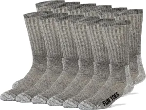 FUN TOES Merino Wool Socks For Men Hiking Boot Thermal Warm Cushioned Crew 6 Pairs