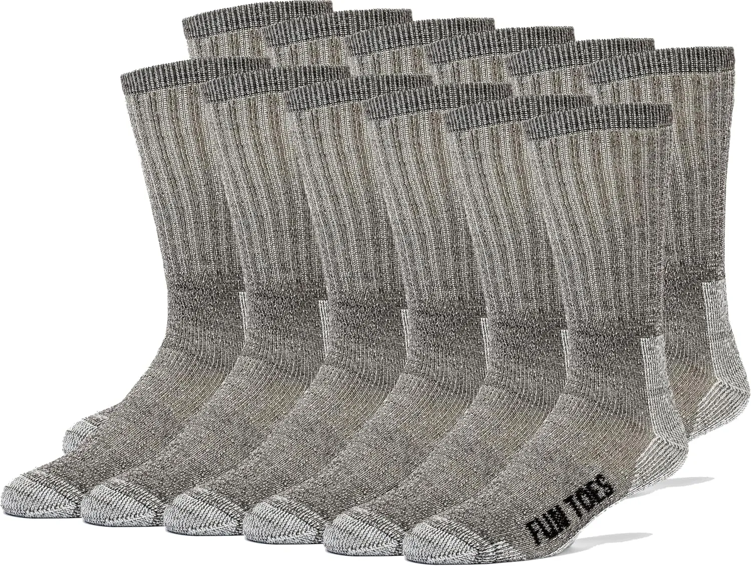 FUN TOES Merino Wool Socks For Men Hiking Boot Thermal Warm Cushioned Crew 6 Pairs