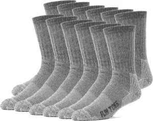 FUN TOES Merino Wool Socks For Men Hiking Boot Thermal Warm Cushioned Crew 6 Pairs
