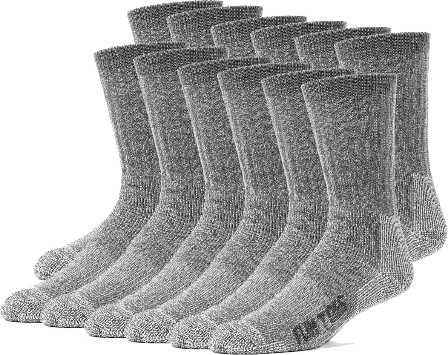 FUN TOES Merino Wool Socks For Men Hiking Boot Thermal Warm Cushioned Crew 6 Pairs