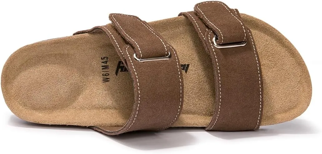 FUNKYMONKEY Unisex Slide Sandals Adjustable Double Buckle with Soft Footbed Comfort Slides for Women and Men