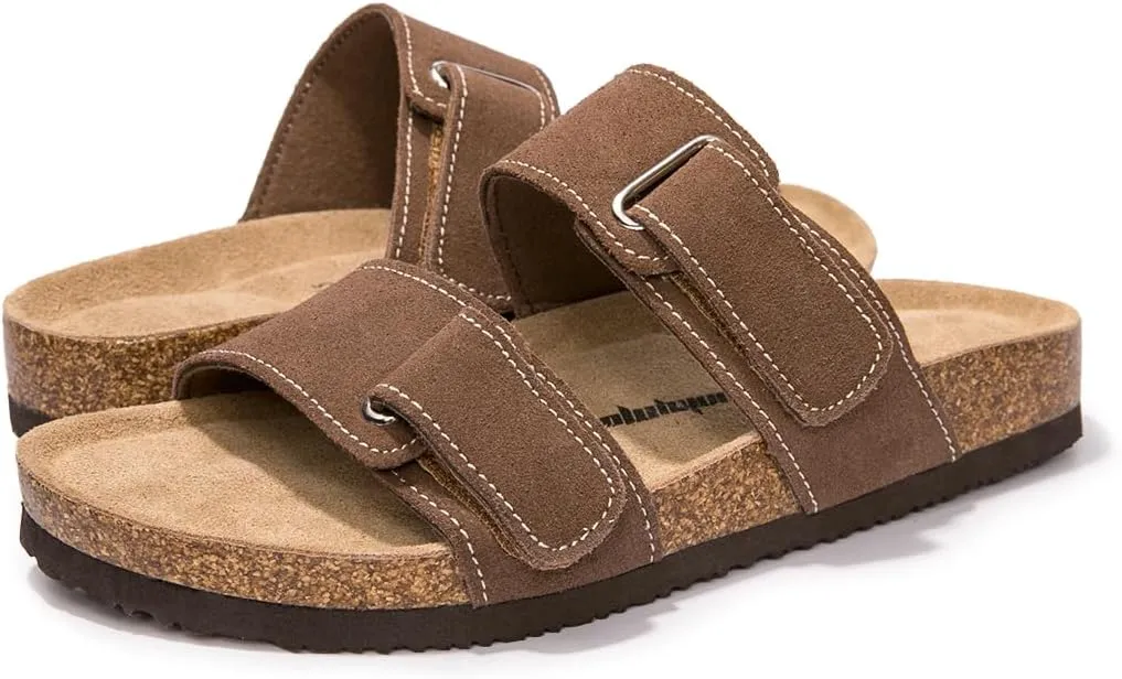 FUNKYMONKEY Unisex Slide Sandals Adjustable Double Buckle with Soft Footbed Comfort Slides for Women and Men