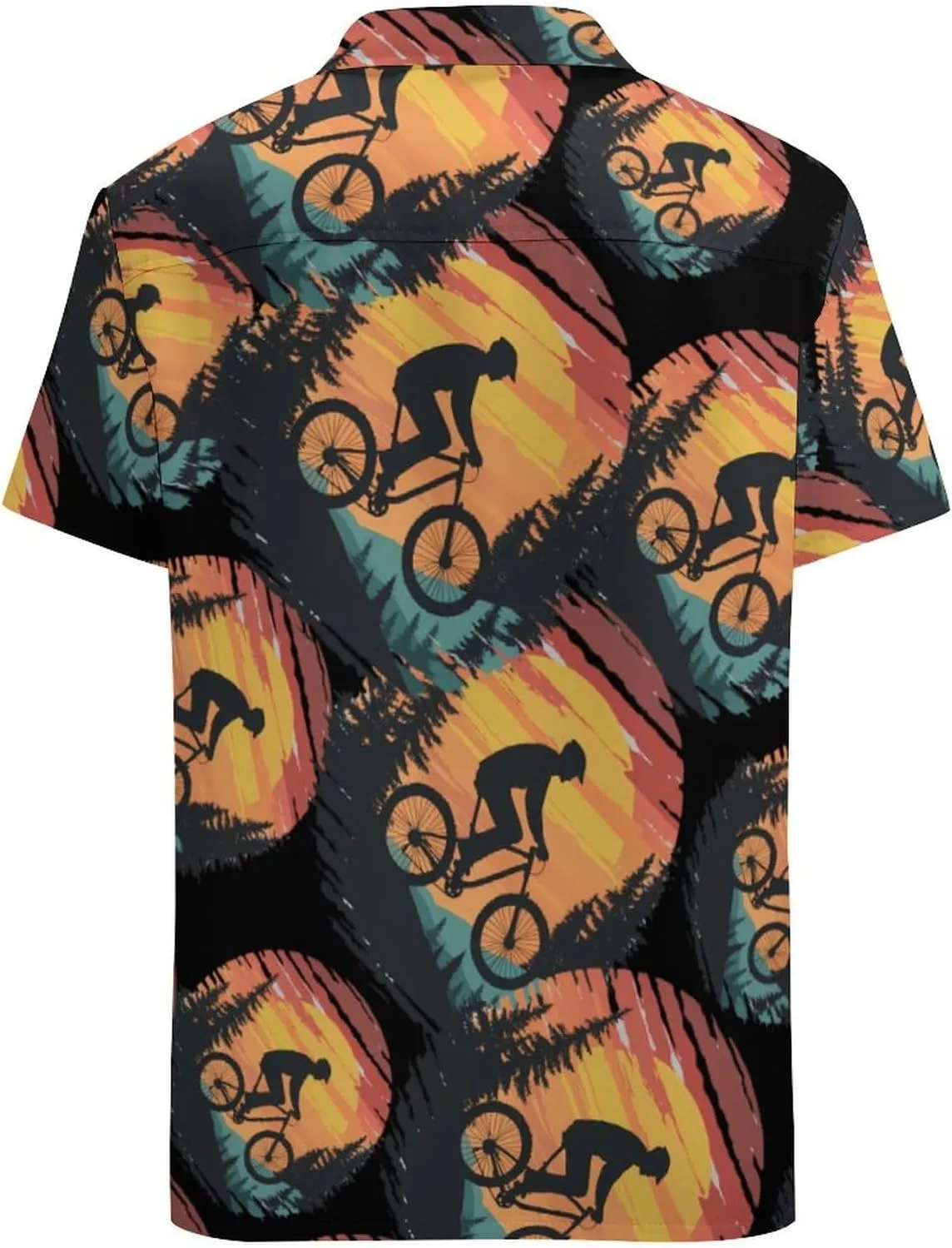 Funny Bike Riding Rider Men's Short Sleeve Shirts Casual Button Down Shirt Dress Tee Tops for Beach Work