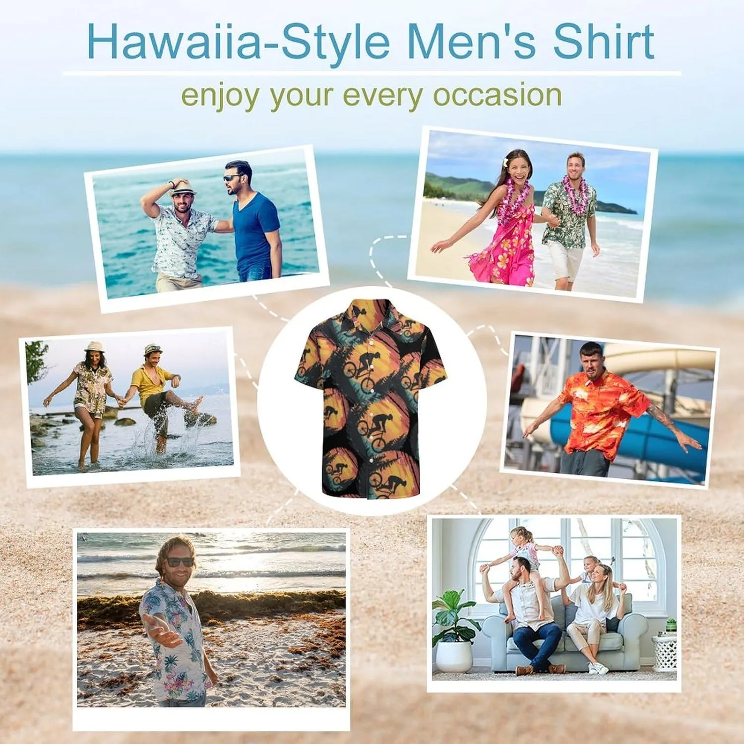Funny Bike Riding Rider Men's Short Sleeve Shirts Casual Button Down Shirt Dress Tee Tops for Beach Work