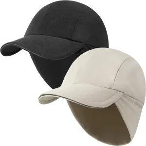 GADIEMKENSD Winter Running Baseball Cap Women Fleece Ponytail Hat with Ear Flaps Reflective Design 1Pack and 2Pack