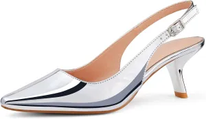 GENSHUO Slingback Kitten Heel for Women Pointed Toe Comfortable Formal Party Wedding Dress Pumps Shoes