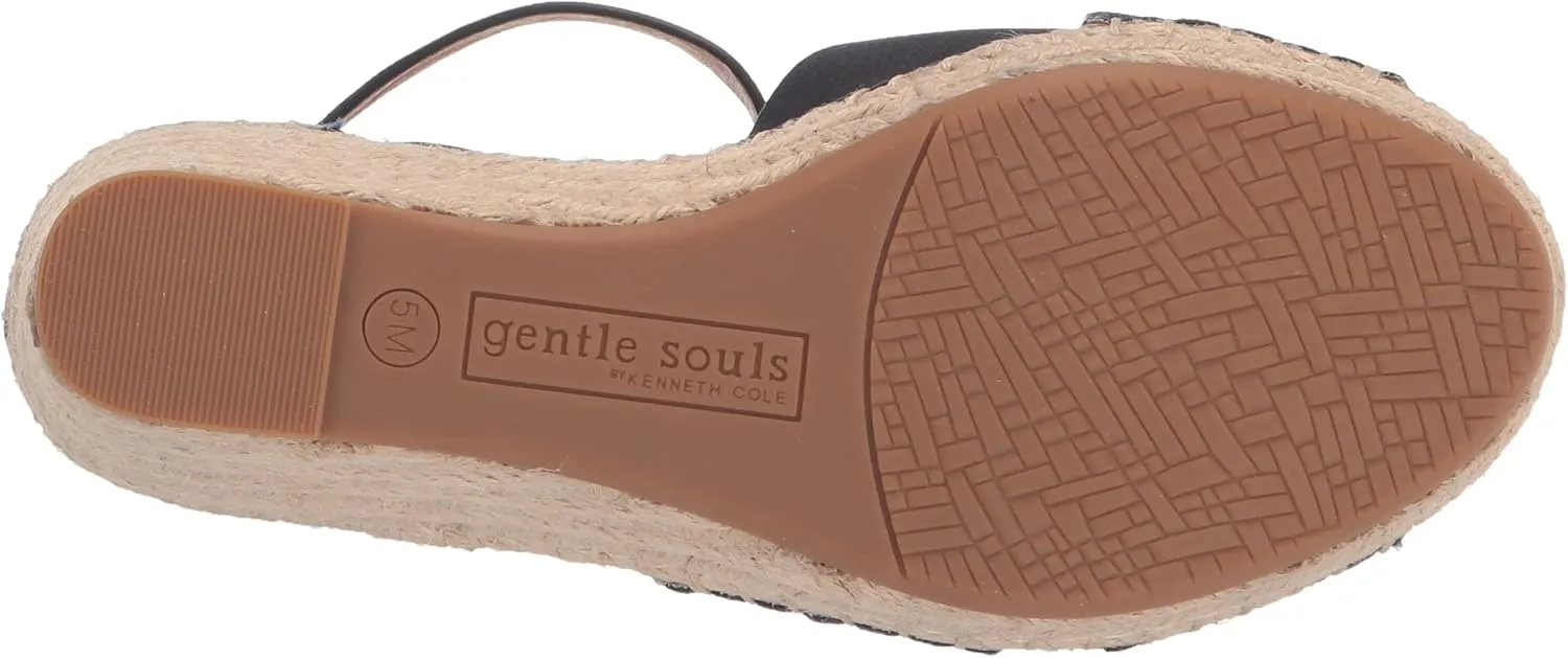 Gentle Souls by Kenneth Cole Women's Charli X Band Buckle Heeled Sandal Espadrille Wedge