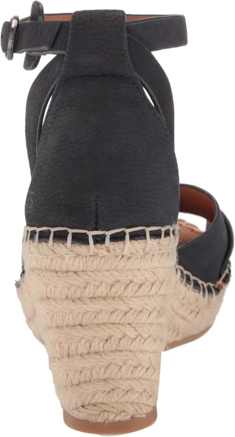 Gentle Souls by Kenneth Cole Women's Charli X Band Buckle Heeled Sandal Espadrille Wedge