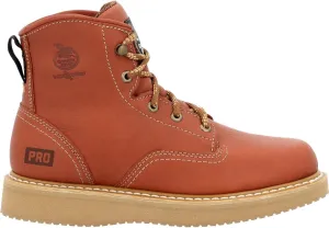Georgia Boot Men's 6" Lace-Up Wedge Work Boot, Breathable SPR Leather Shoes with Slip and Oil Resistant Outsole, Comfortable Soft Toe Copper-Tan Boots for Men - GB001PRO