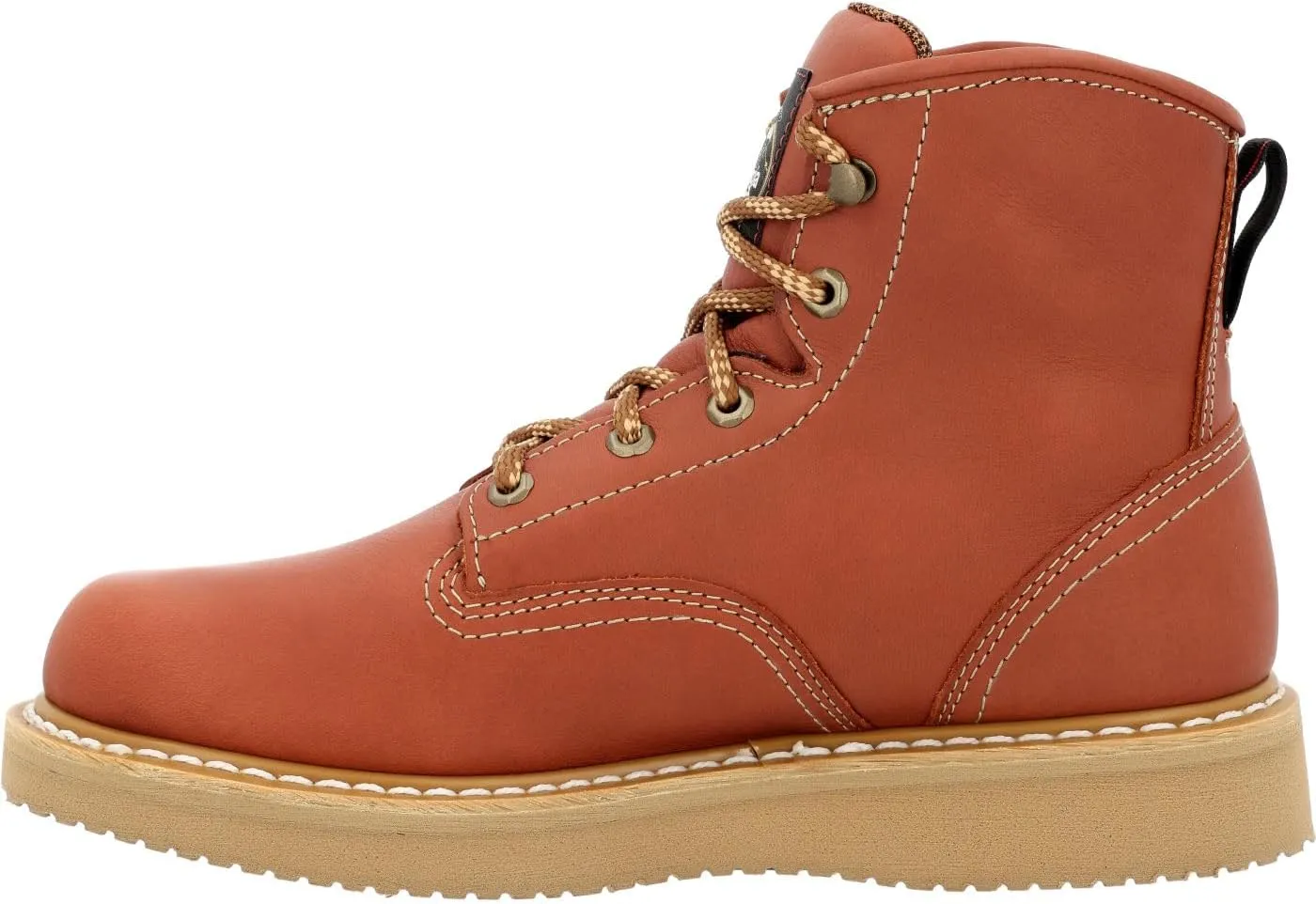 Georgia Boot Men's 6" Lace-Up Wedge Work Boot, Breathable SPR Leather Shoes with Slip and Oil Resistant Outsole, Comfortable Soft Toe Copper-Tan Boots for Men - GB001PRO