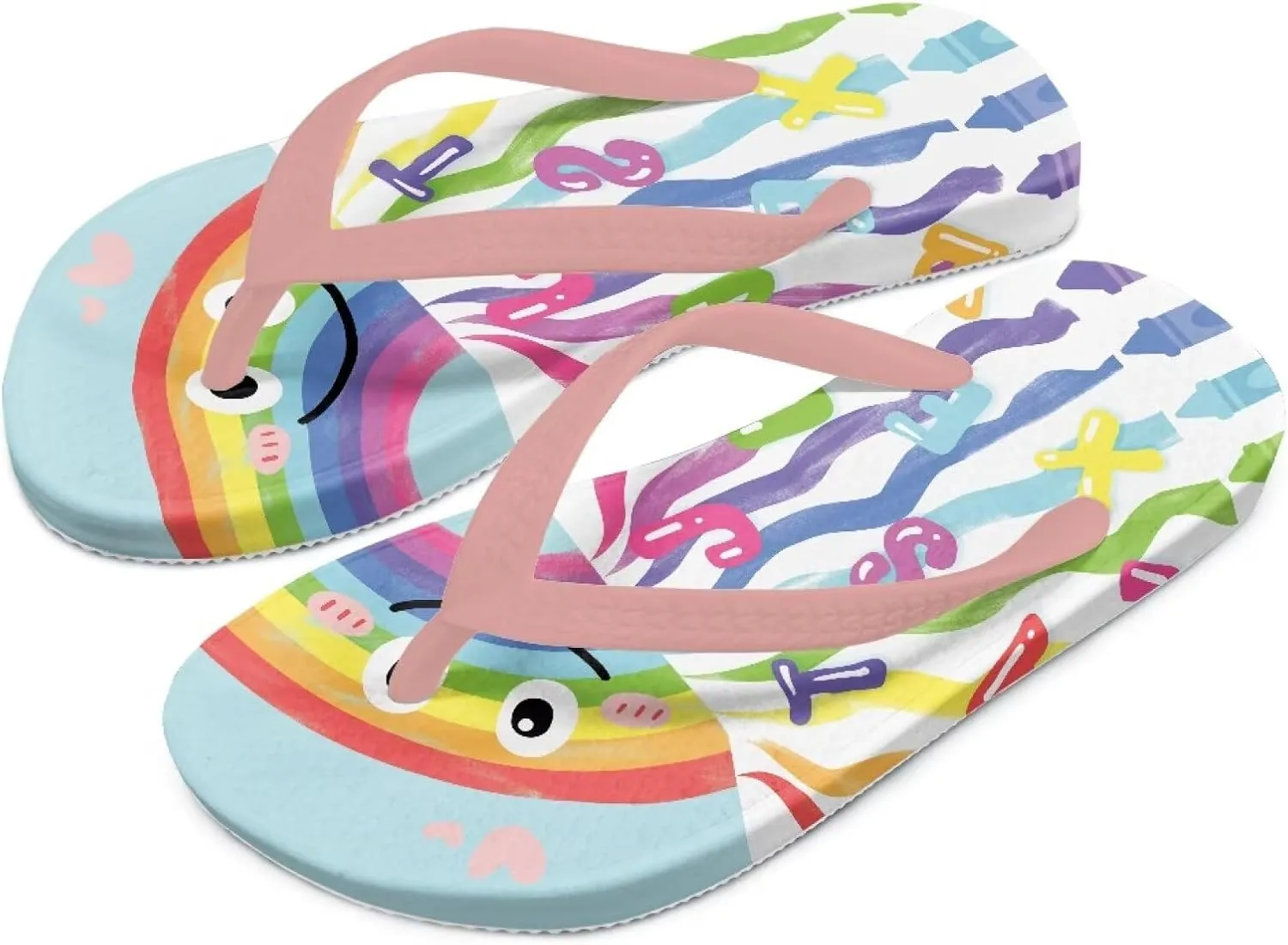 Girl's Flip Flops Kid's Flip Flop Children's Non-Slip Sole Quick Drying Beach Slippers Slide Sandals Pink Straps