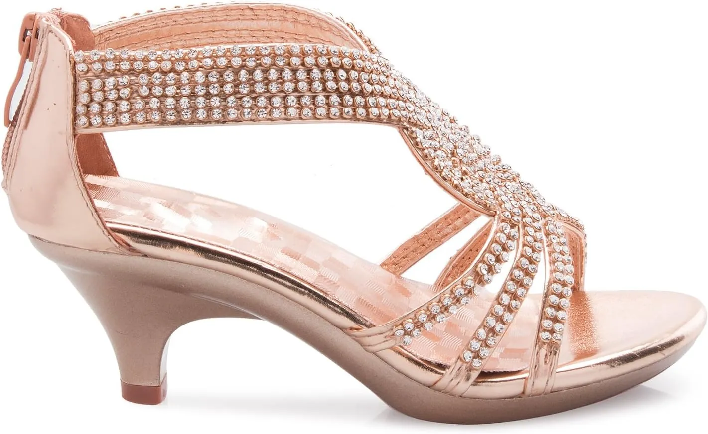 Girls' Kids Open Toe Strappy Rhinestone Dress Sandal Low Heel Shoes - Wedding, Dress, Dance, Flower Girl
