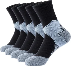 GLENMEARL Mens Crew Socks, 5 Pair Cushioned Work Socks for Men, Cotton Athletic Boot Sock, Moisture Wicking Sock for Hiking