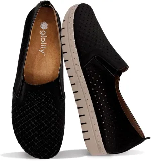 Glolily Elle Perf Women's Comfort Sneakers - Orthotic Lightweight & Flexible Walking Shoes with Arch Support, Comfortable Casual Fashion Shoes for Women
