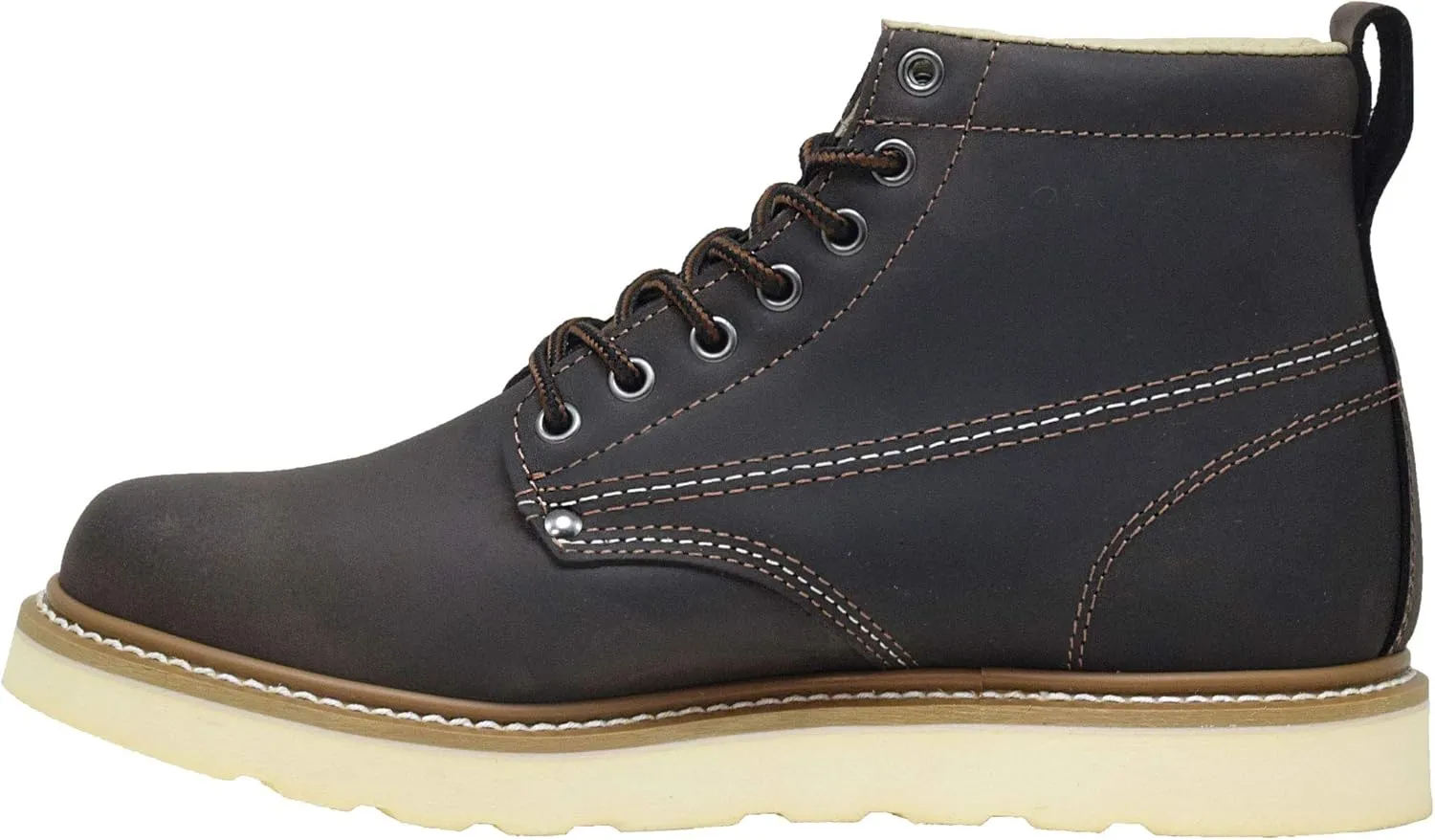 Golden Fox Work Boots Men's 6" Plain Toe Wedge Boot for Construction, Lightweight Comfortable Outsole