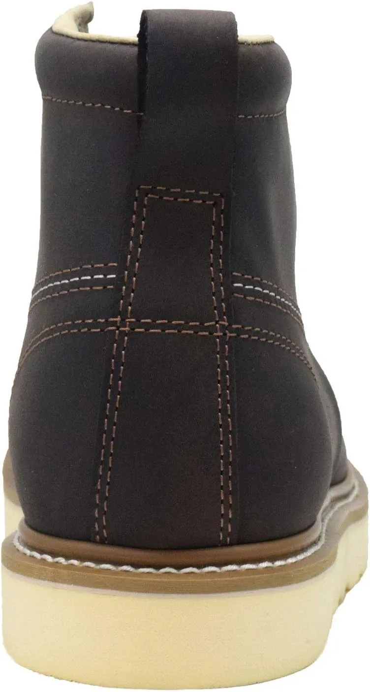 Golden Fox Work Boots Men's 6" Plain Toe Wedge Boot for Construction, Lightweight Comfortable Outsole