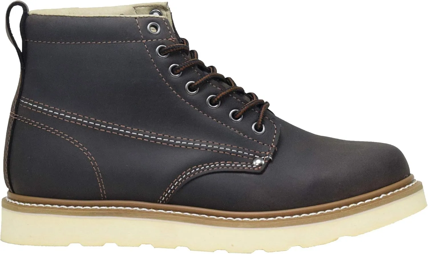 Golden Fox Work Boots Men's 6" Plain Toe Wedge Boot for Construction, Lightweight Comfortable Outsole