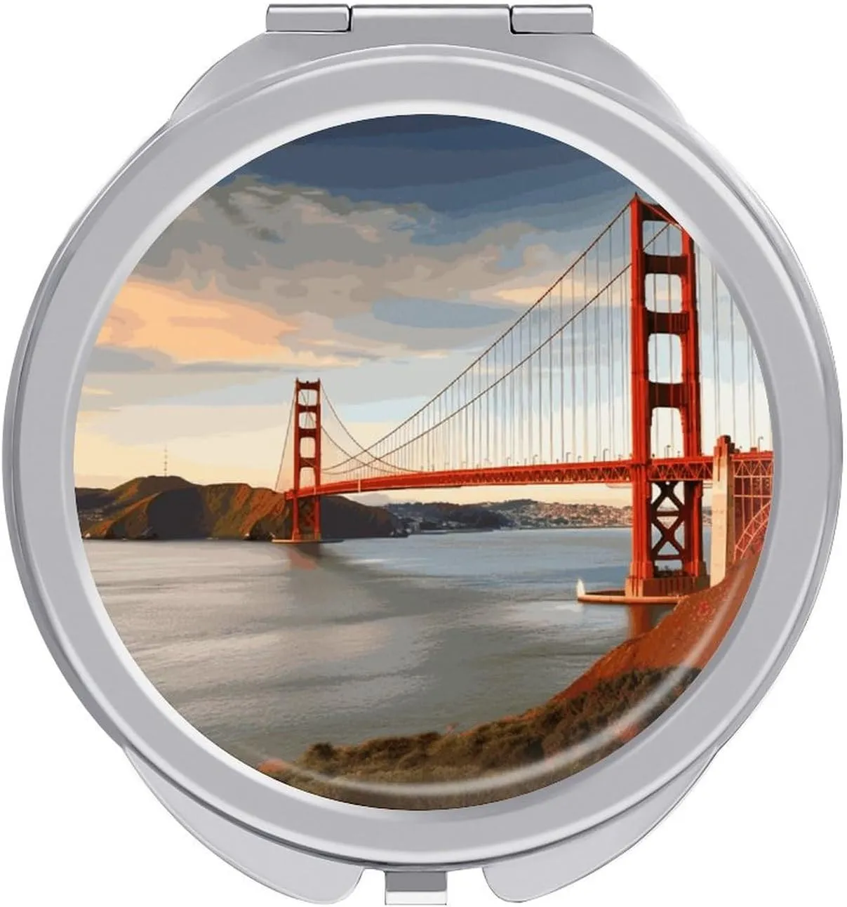 Golden Gate Bridge Portable Makeup Mirror, Sided Travel Hand Mirror Mini Folding Mirror for Precise Makeup Women Daily Use