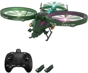 GoolRC RC Plane and Drone, 6 Channel Remote Control Airplane, 6 Axis Gyro Helicopter, 2.4GHz RC Aircraft Fighter with 3D Flips, Circle Flight, Headless Mode, Auto Hover, LED Lights and 2 Batteries
