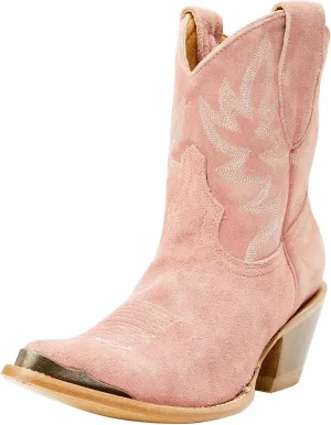 GORBINETI Women's Ankle Cowgirl Boots Pull on Suede Cowboy Boots Chunky Block Heel Western Boots Mid Calf Sky Blue Cowboy Boots US 5-14